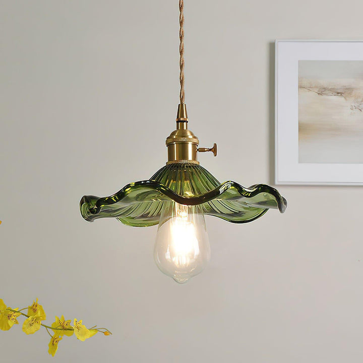 Glass Hibiscus Flower Pendant Light | Mid Century Hanging Lamp | Vinlighting | Vinlighting