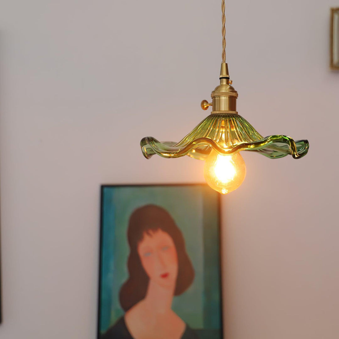 Glass Hibiscus Flower Pendant Light | Mid Century Hanging Lamp | Vinlighting | Vinlighting