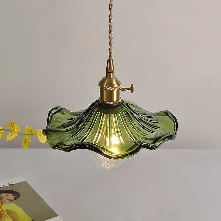 Glass Hibiscus Flower Pendant Light | Mid Century Hanging Lamp | Vinlighting | Vinlighting