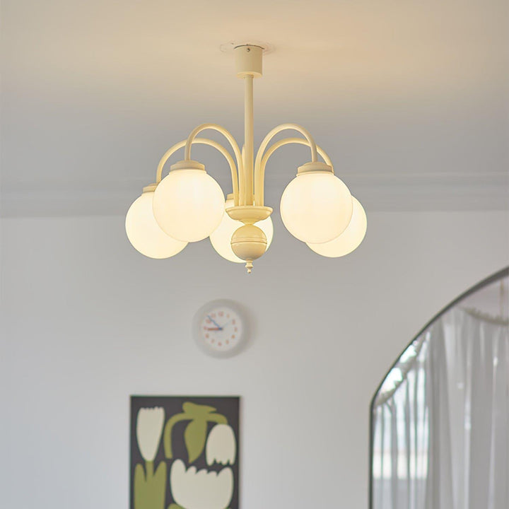 Glass Sphere Cream Chandelier – Modern Spherical Lighting Fixture | Vinlighting | Vinlighting