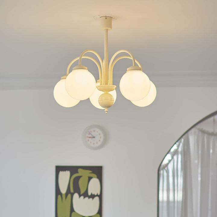Glass Sphere Cream Chandelier – Modern Spherical Lighting Fixture | Vinlighting | Vinlighting