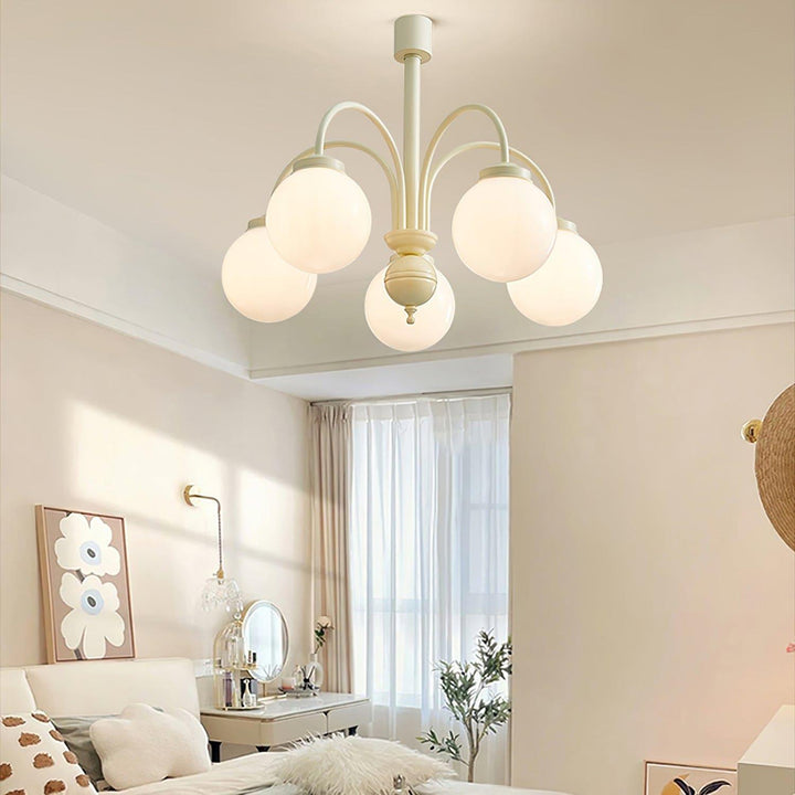 Glass Sphere Cream Chandelier – Modern Spherical Lighting Fixture | Vinlighting | Vinlighting