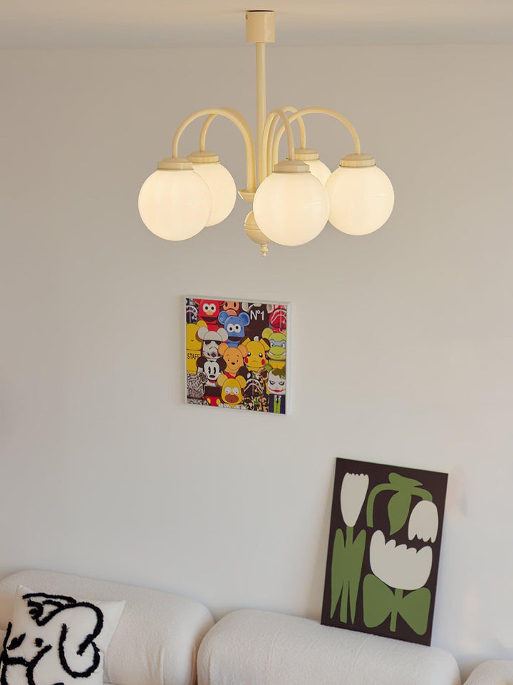 Glass Sphere Cream Chandelier – Modern Spherical Lighting Fixture | Vinlighting | Vinlighting