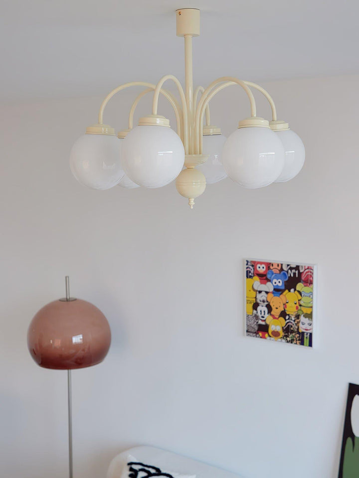Glass Sphere Cream Chandelier – Modern Spherical Lighting Fixture | Vinlighting | Vinlighting