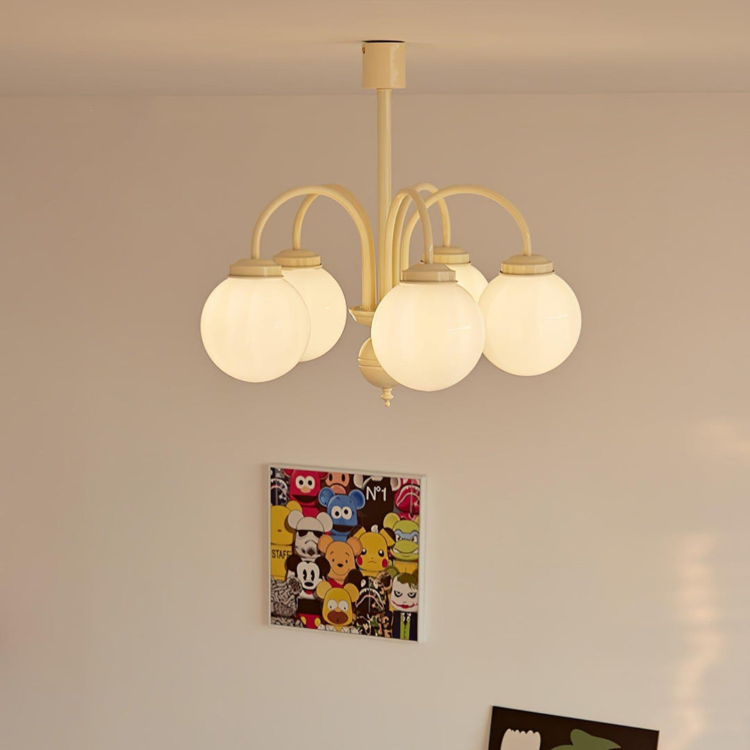 Glass Sphere Cream Chandelier – Modern Spherical Lighting Fixture | Vinlighting | Vinlighting