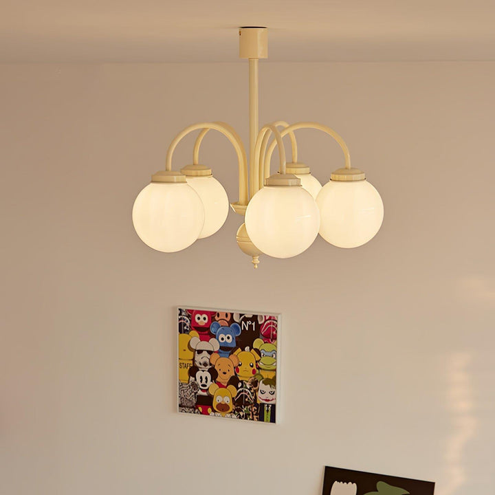 Glass Sphere Cream Chandelier – Modern Spherical Lighting Fixture | Vinlighting | Vinlighting