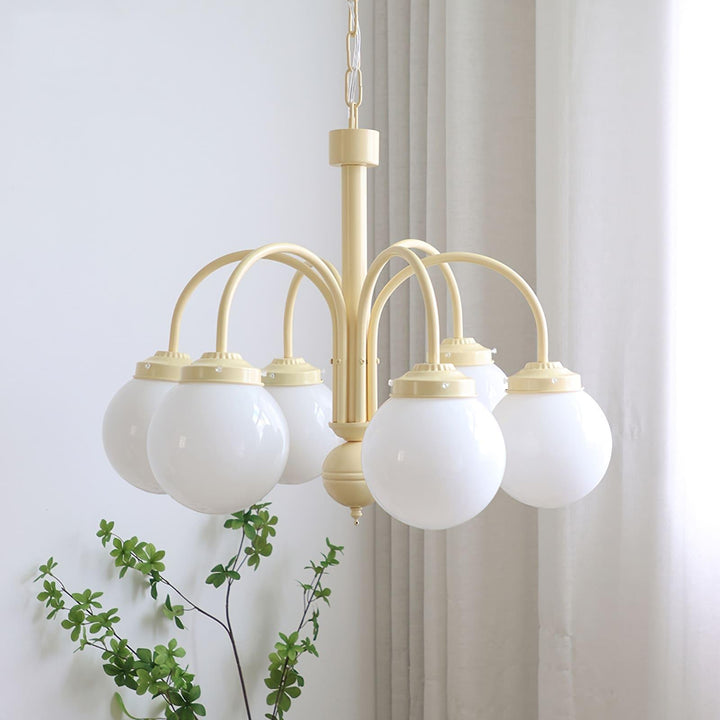 Glass Sphere Cream Chandelier – Modern Spherical Lighting Fixture | Vinlighting | Vinlighting