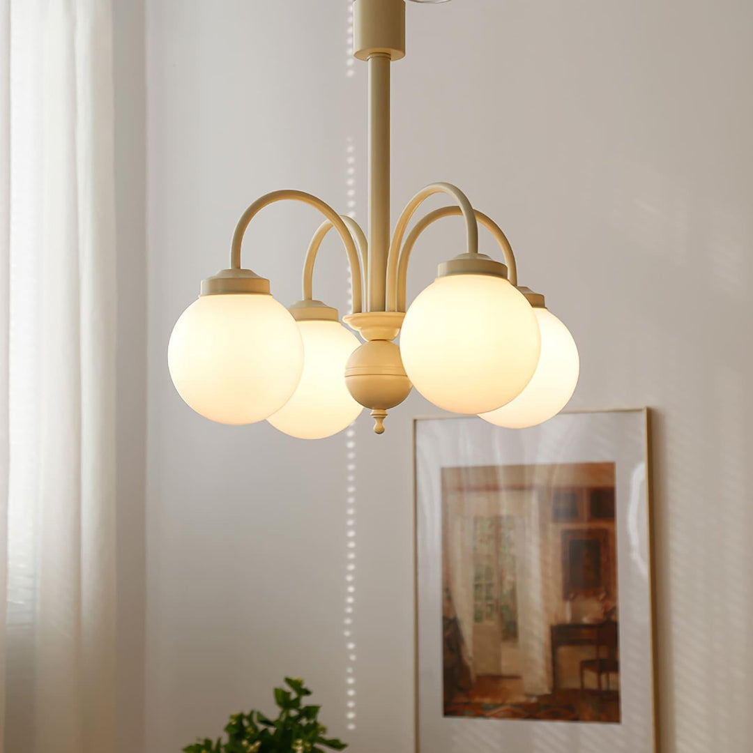 Glass Sphere Cream Chandelier – Modern Spherical Lighting Fixture | Vinlighting | Vinlighting