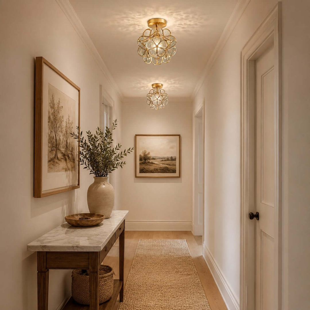 Glass Petal Ceiling Light | Vintage Glass Flower Ceiling Light | Vinlighting