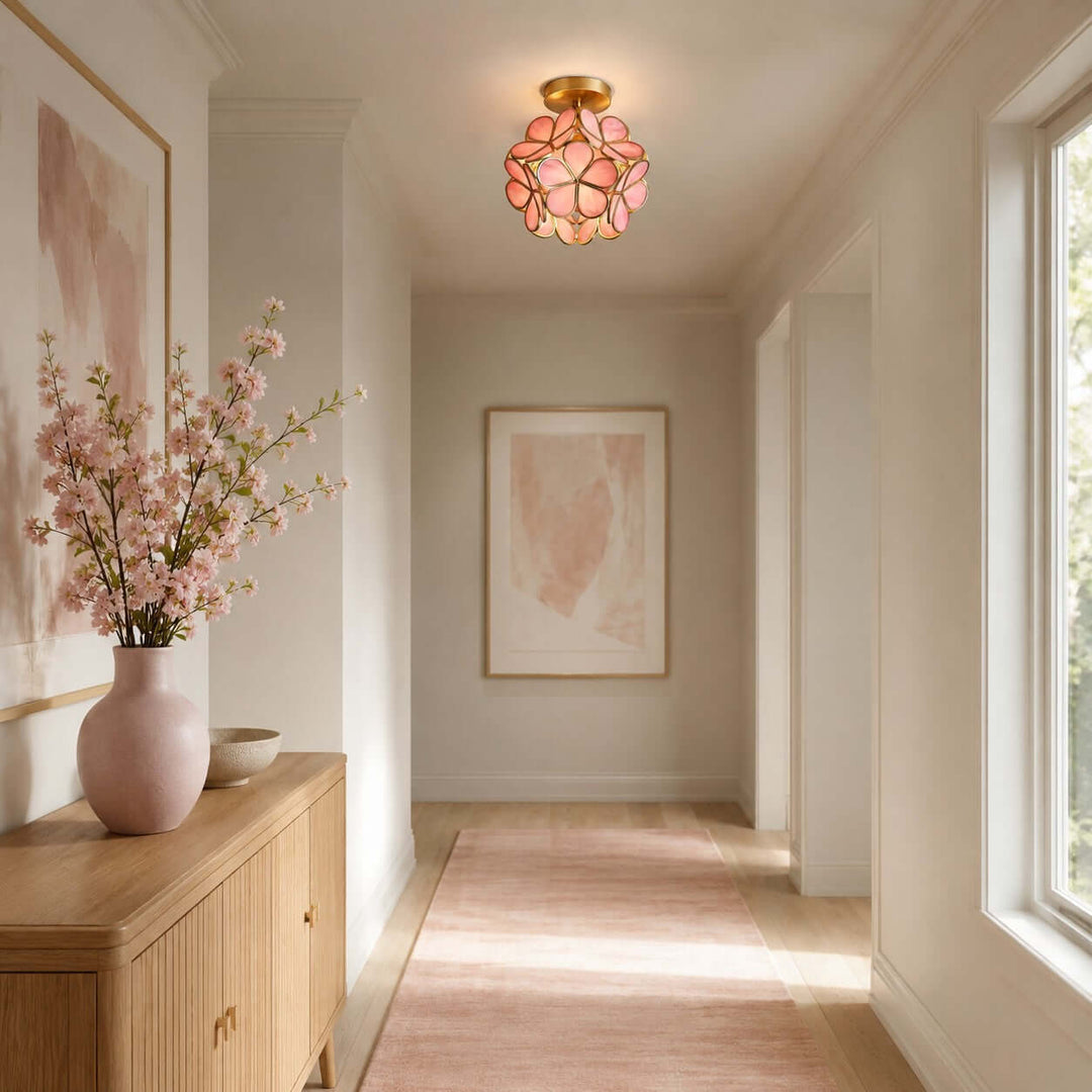 Glass Petal Ceiling Light | Vintage Glass Flower Ceiling Light | Vinlighting