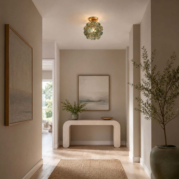Glass Petal Ceiling Light | Vintage Glass Flower Ceiling Light | Vinlighting