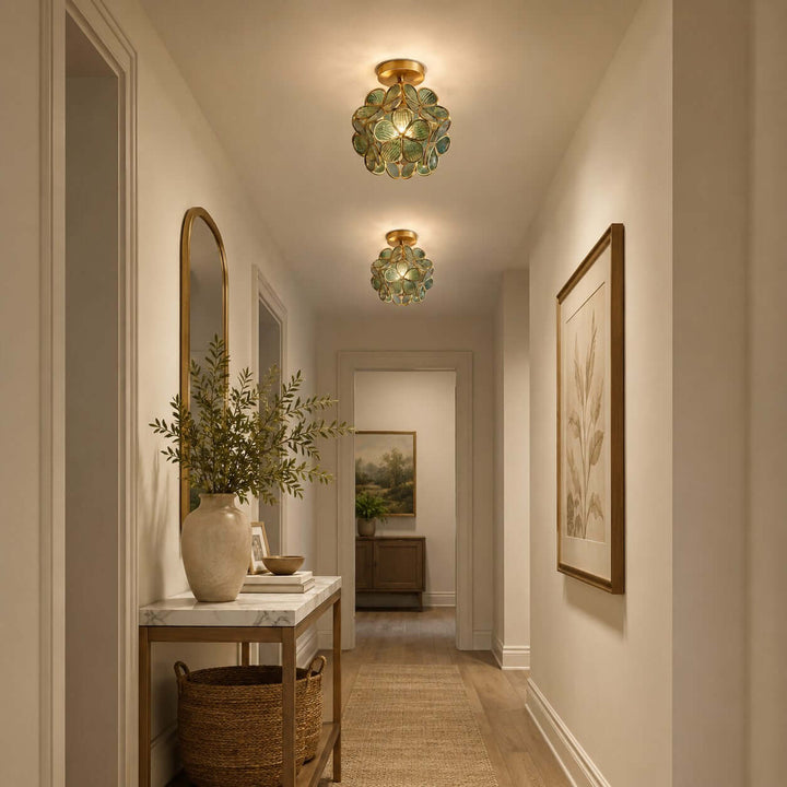 Glass Petal Ceiling Light | Vintage Glass Flower Ceiling Light | Vinlighting