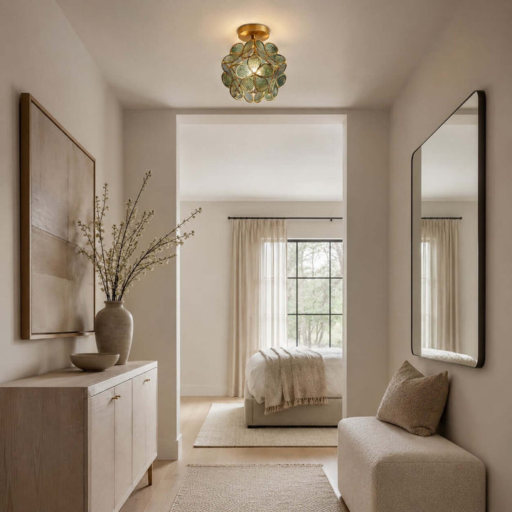 Glass Petal Ceiling Light | Vintage Glass Flower Ceiling Light | Vinlighting