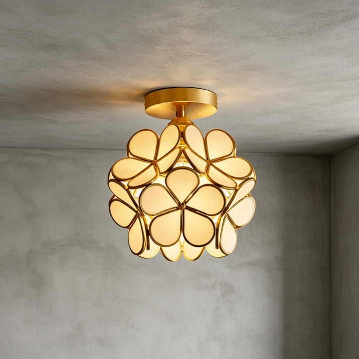 Glass Petal Ceiling Light | Vintage Glass Flower Ceiling Light | Vinlighting