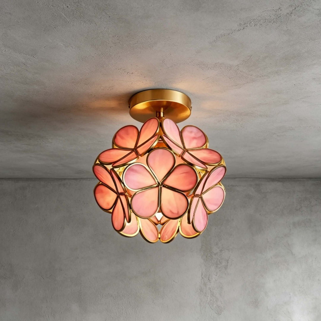 Glass Petal Ceiling Light | Vintage Glass Flower Ceiling Light | Vinlighting