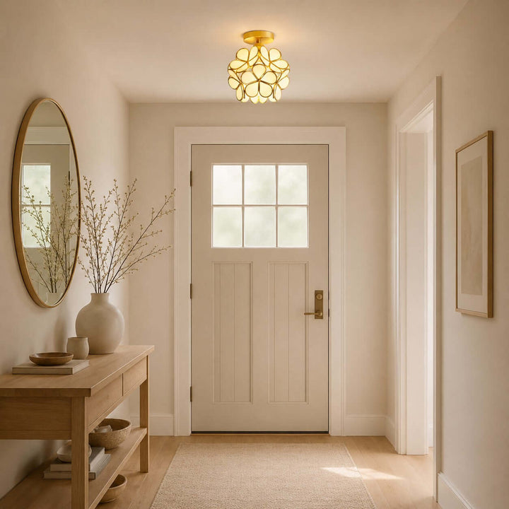 Glass Petal Ceiling Light | Vintage Glass Flower Ceiling Light | Vinlighting