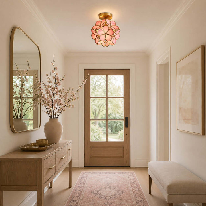 Glass Petal Ceiling Light | Vintage Glass Flower Ceiling Light | Vinlighting