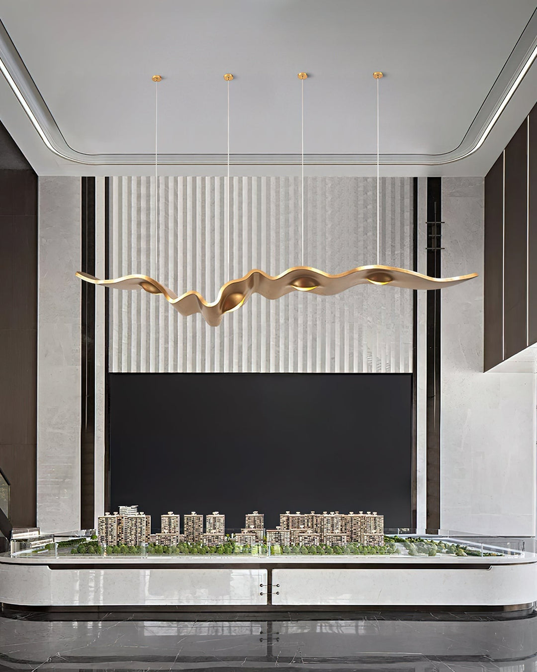 Gold Ribbon Chandelier – Modern Elegance with Soft, Stylish Lighting | Vinlighting | Vinlighting