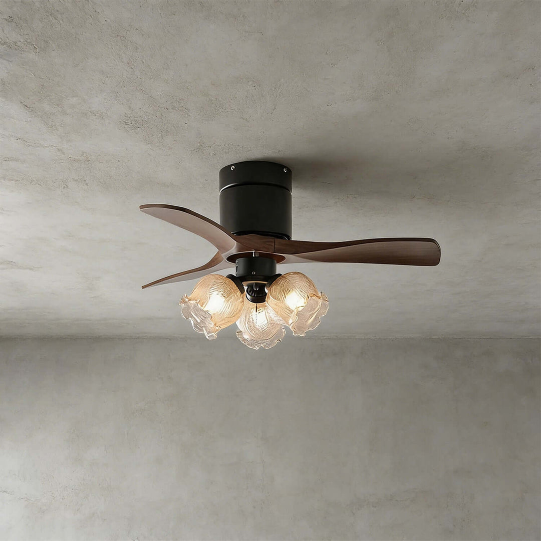 Grivon Ceiling Fan Light | Grivon French Style Crackled Glass Dining Room Light