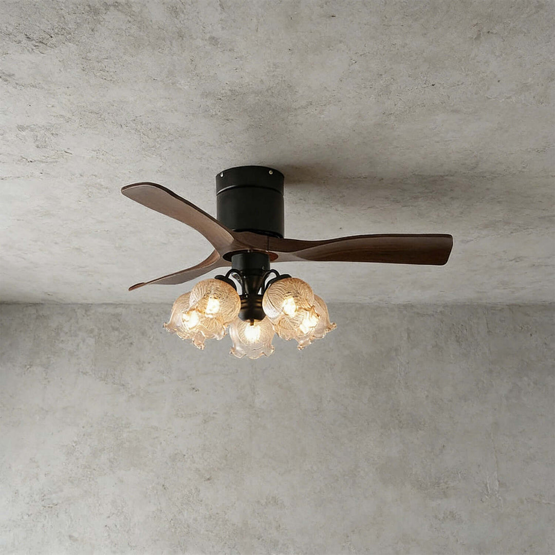 Grivon Ceiling Fan Light | Grivon French Style Crackled Glass Dining Room Light