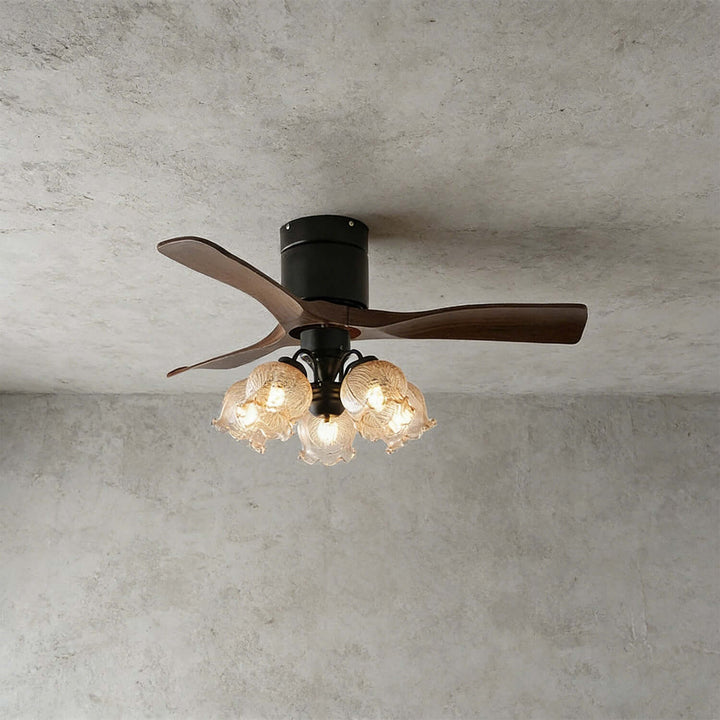 Grivon Ceiling Fan Light | Grivon French Style Crackled Glass Dining Room Light