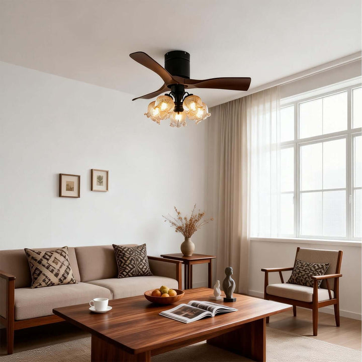 Grivon Ceiling Fan Light | Grivon French Style Crackled Glass Dining Room Light