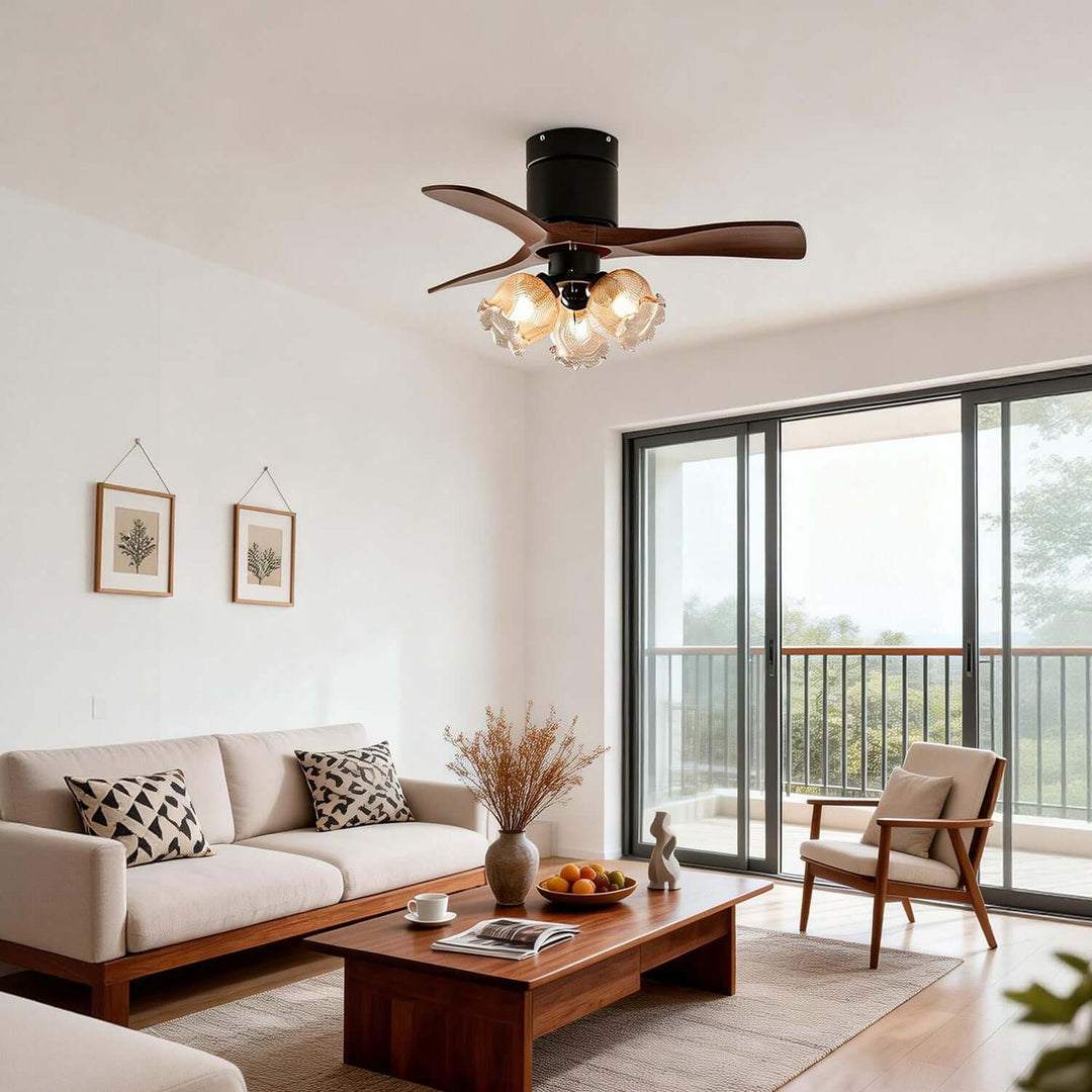 Grivon Ceiling Fan Light | Grivon French Style Crackled Glass Dining Room Light
