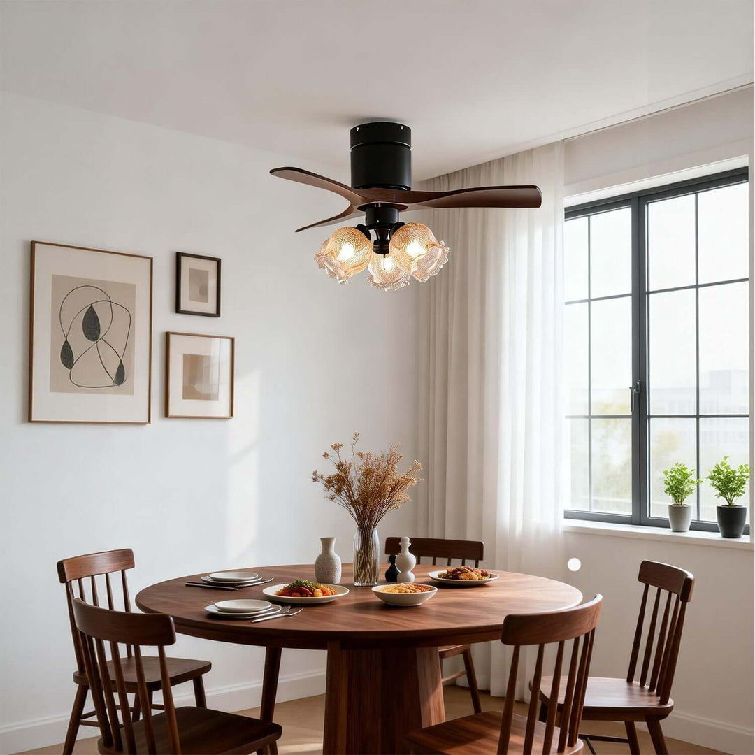 Grivon Ceiling Fan Light | Grivon French Style Crackled Glass Dining Room Light