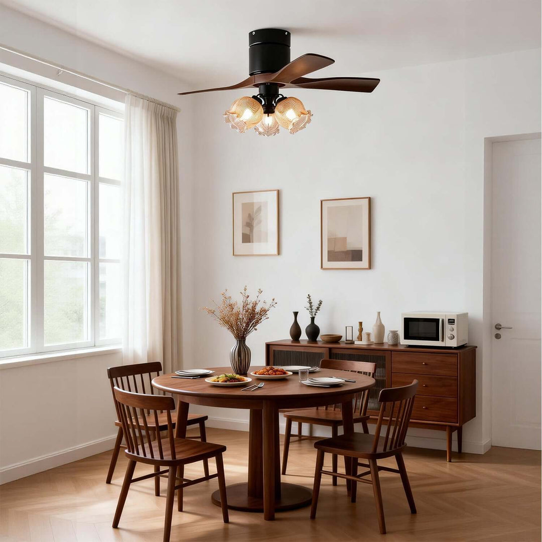 Grivon Ceiling Fan Light | Grivon French Style Crackled Glass Dining Room Light