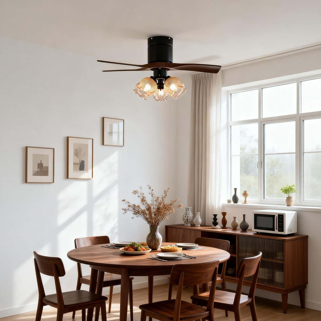 Grivon Ceiling Fan Light | Grivon French Style Crackled Glass Dining Room Light