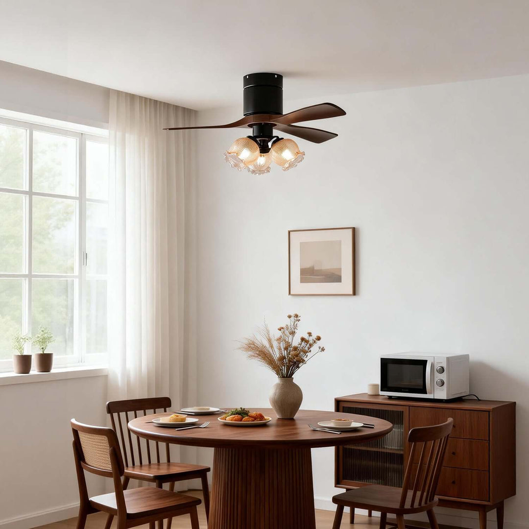 Grivon Ceiling Fan Light | Grivon French Style Crackled Glass Dining Room Light