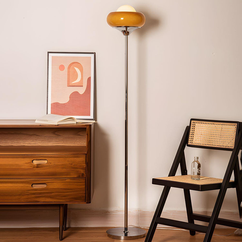 Guzzini Floor Lamp - Chrome & Plexiglass Globe, Vintage Modern Design | Vinlighting | Vinlighting