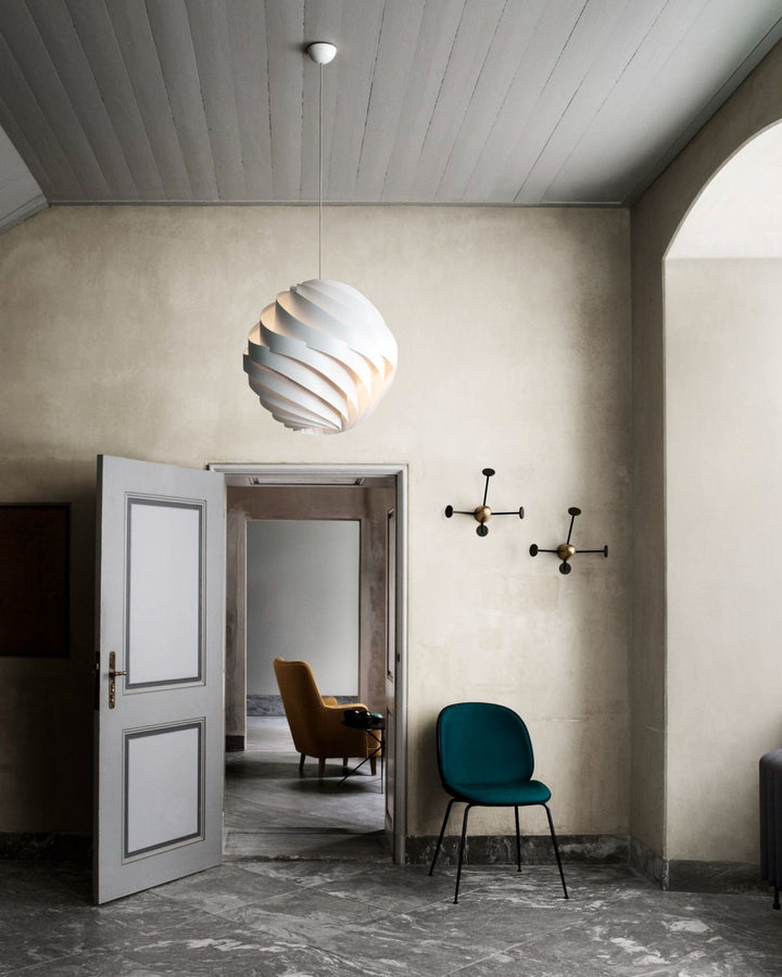Halo Swirl Turbo Pendant Light - Modern White Metal for Dining Area | Vinlighting
