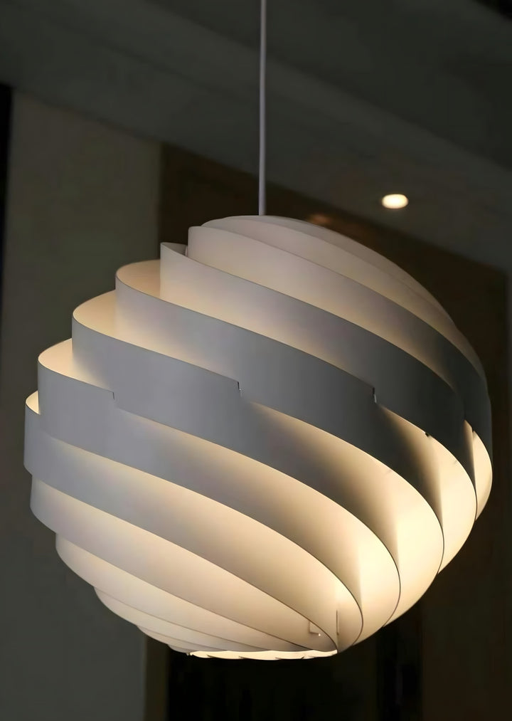 Halo Swirl Turbo Pendant Light - Modern White Metal for Dining Area | Vinlighting