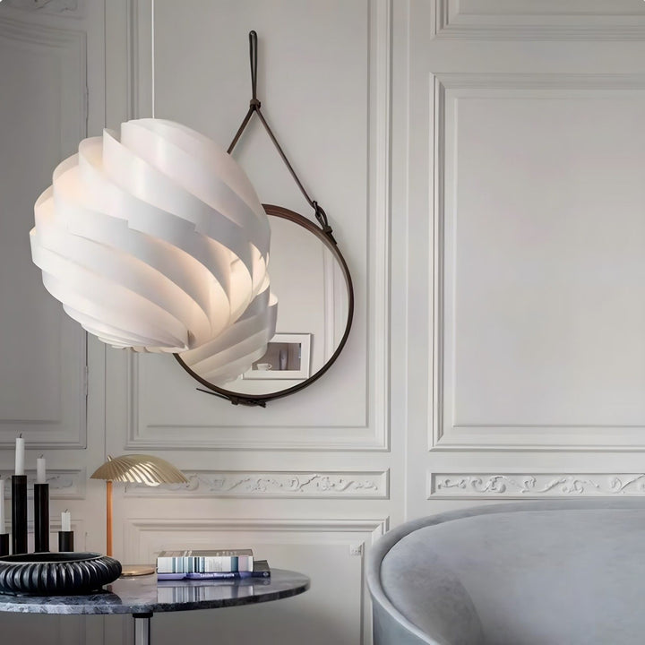 Halo Swirl Turbo Pendant Light - Modern White Metal for Dining Area | Vinlighting