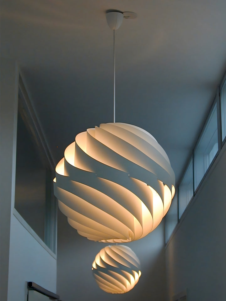 Halo Swirl Turbo Pendant Light - Modern White Metal for Dining Area | Vinlighting