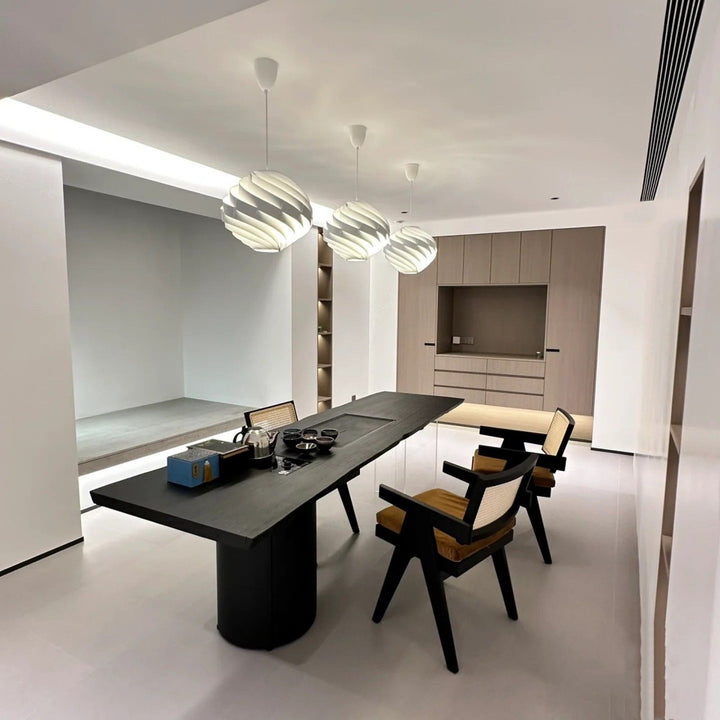 Halo Swirl Turbo Pendant Light - Modern White Metal for Dining Area | Vinlighting