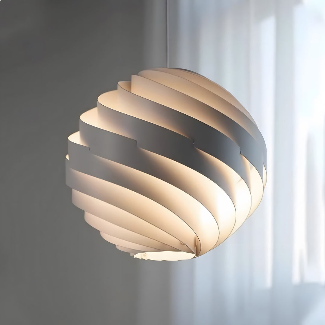 Halo Swirl Turbo Pendant Light - Modern White Metal for Dining Area | Vinlighting