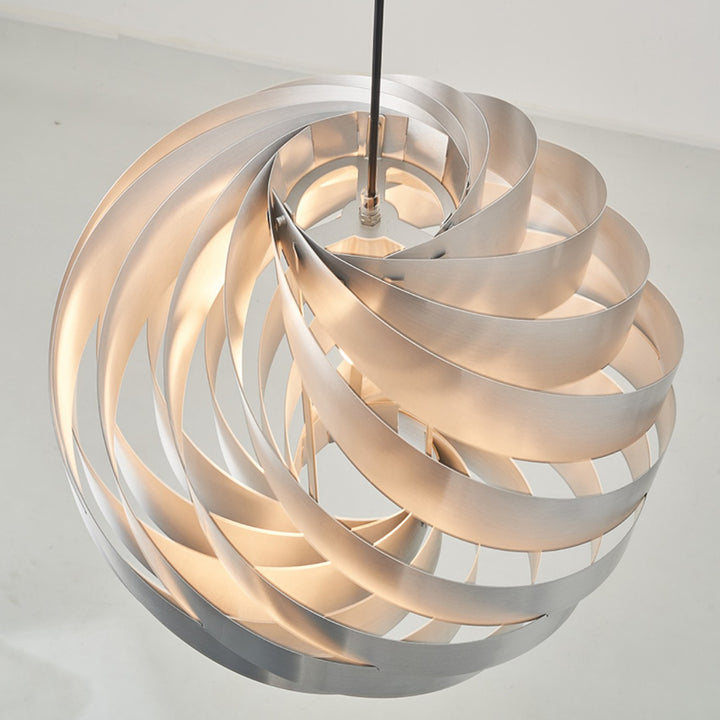 Halo Swirl Turbo Pendant Light - Modern White Metal for Dining Area | Vinlighting