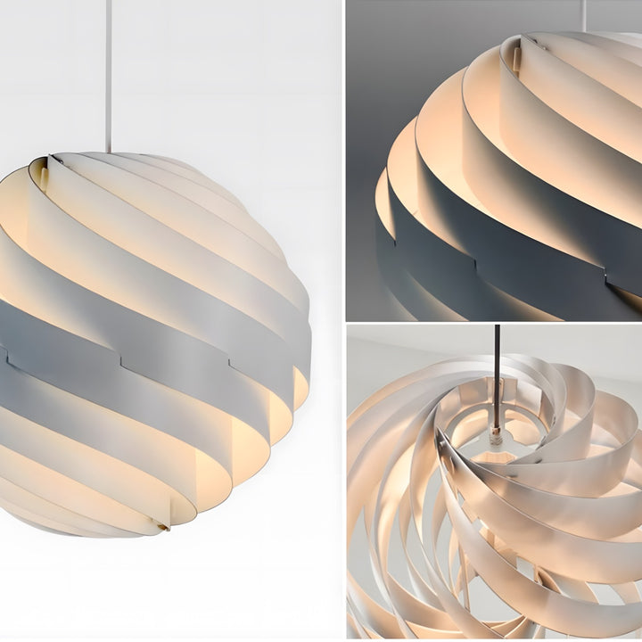 Halo Swirl Turbo Pendant Light - Modern White Metal for Dining Area | Vinlighting