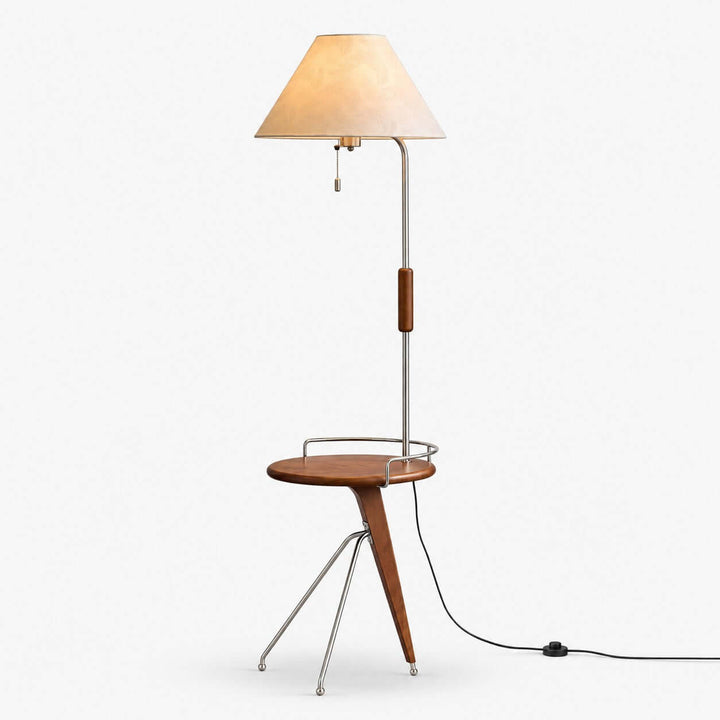 Havren Wood Floor Lamp with Table for Living Room or Bedroom