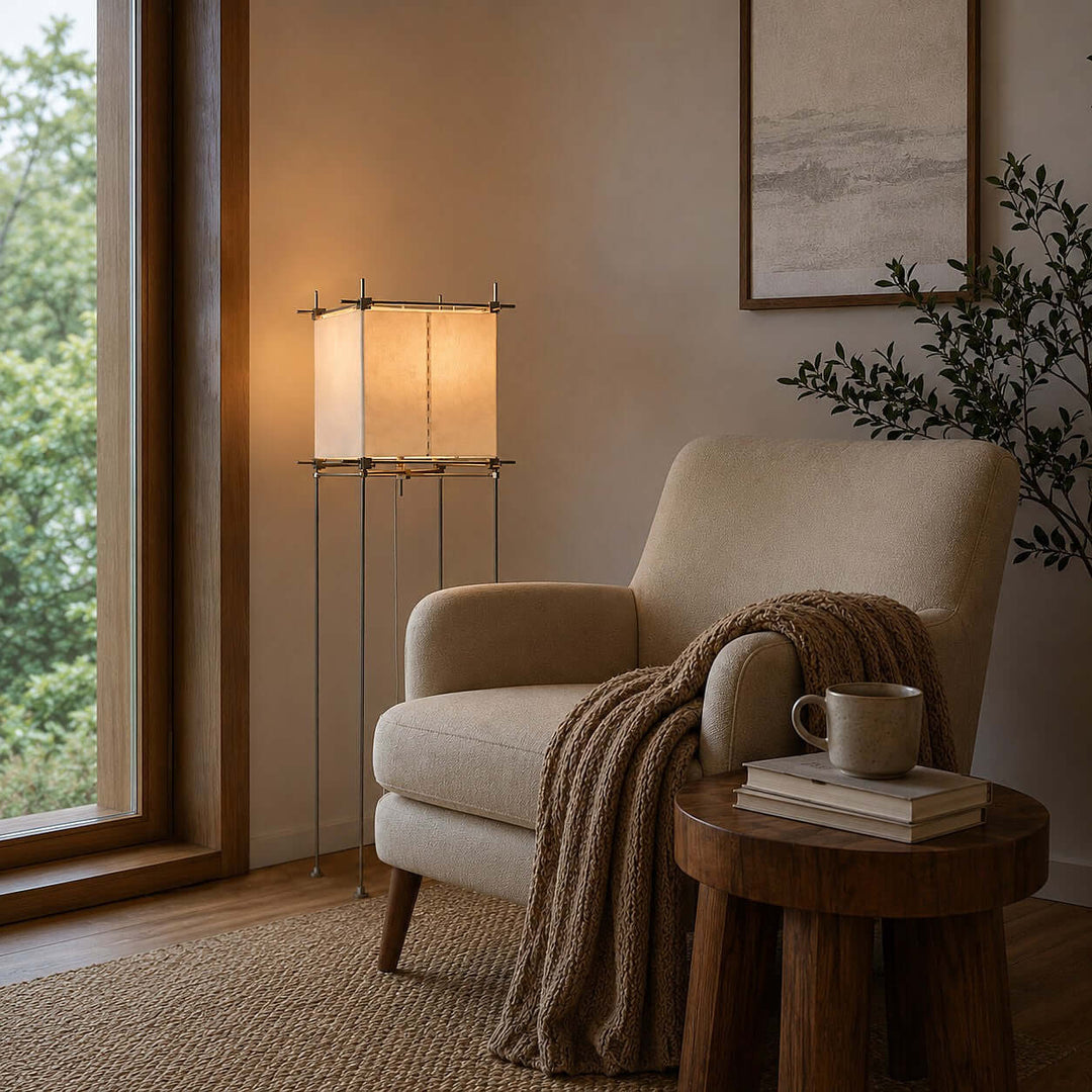 Hoshira Floor Lamp - Minimalist Paper Cube Standing Lamp | Vinlighting