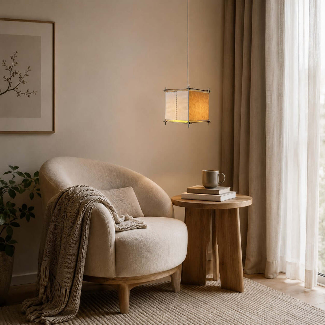 Hoshira Pendant Light - Japandi Cube Paper Lantern Pendant Light | Vinlighting