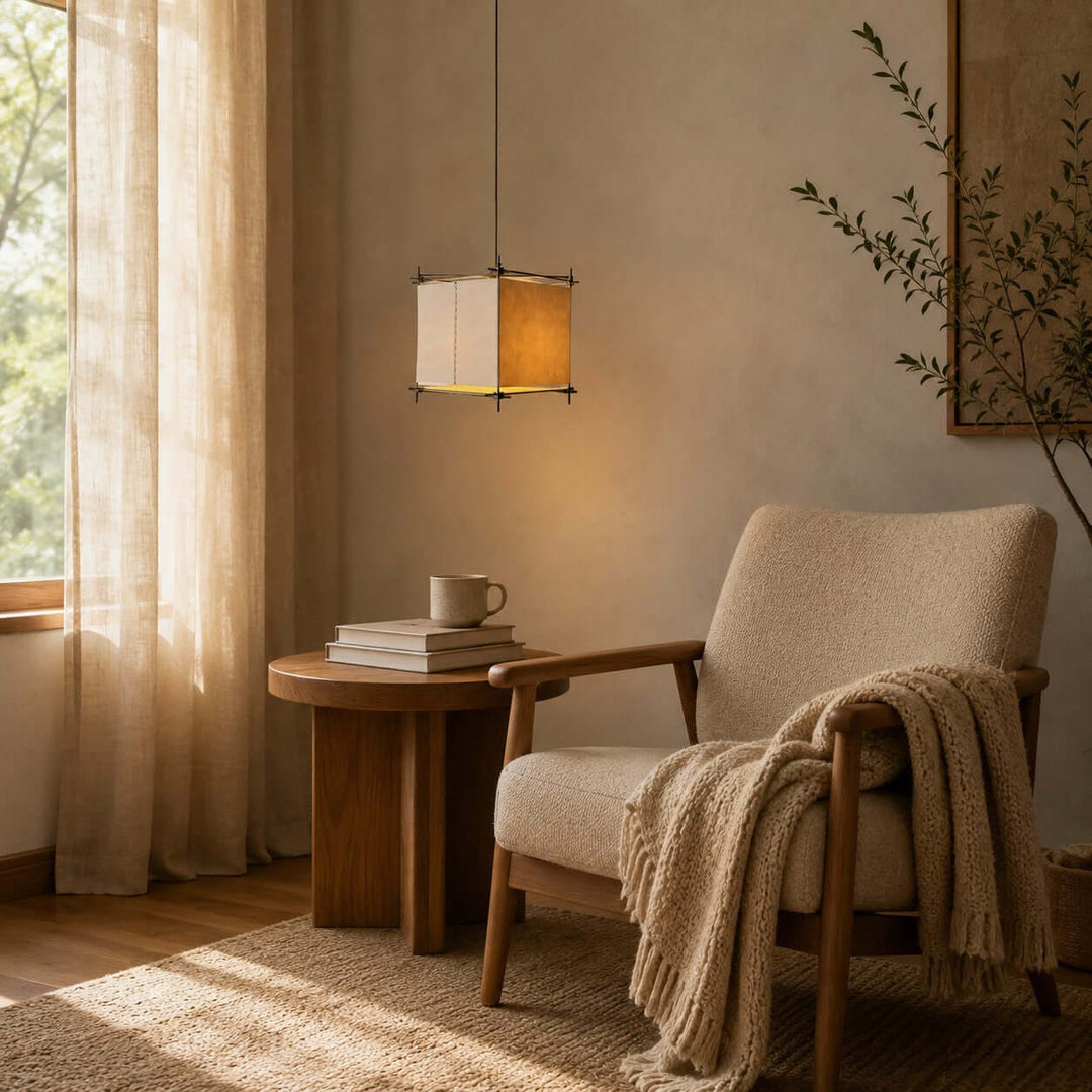 Hoshira Pendant Light - Japandi Cube Paper Lantern Pendant Light | Vinlighting