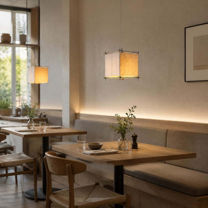 Hoshira Pendant Light - Japandi Cube Paper Lantern Pendant Light | Vinlighting