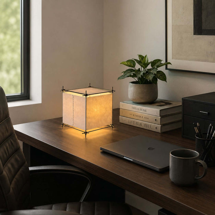 Hoshira Table Lamp- Geometric Parchment Desk Light | Vinlighting