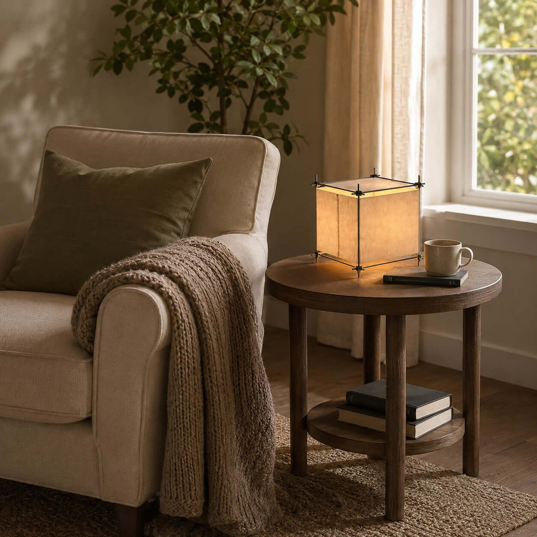 Hoshira Table Lamp- Geometric Parchment Desk Light | Vinlighting