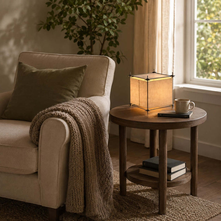 Hoshira Table Lamp- Geometric Parchment Desk Light | Vinlighting