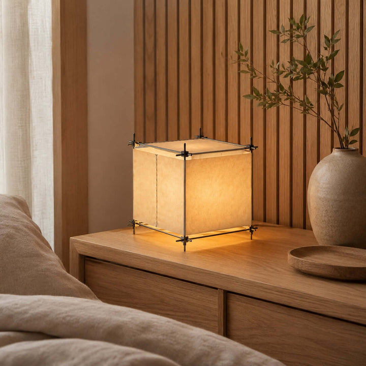 Hoshira Table Lamp- Geometric Parchment Desk Light | Vinlighting