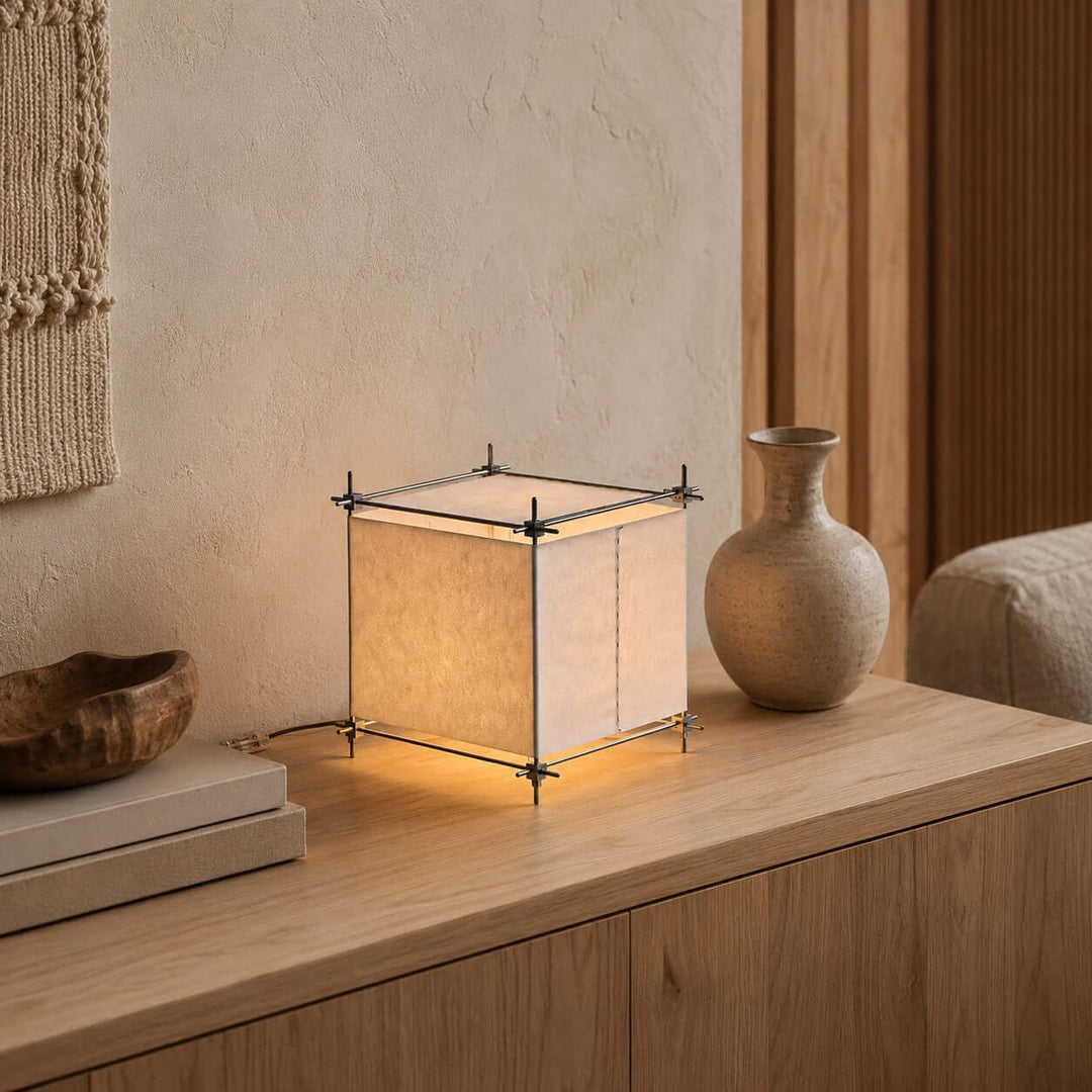 Hoshira Table Lamp- Geometric Parchment Desk Light | Vinlighting